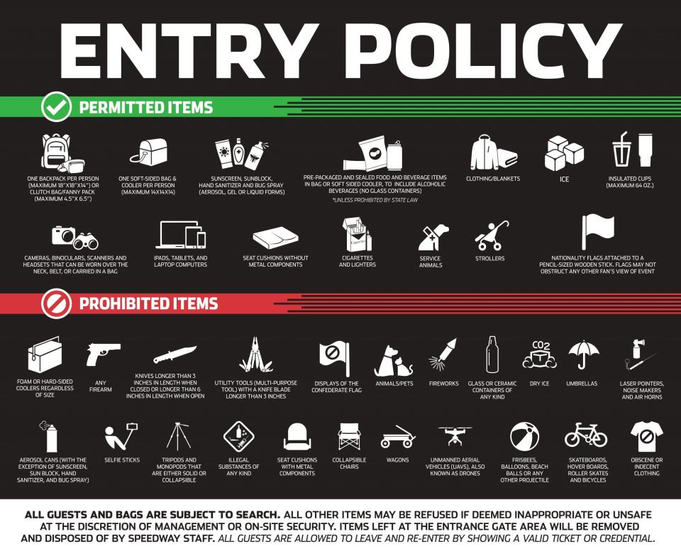 Here's what you can and can't bring into Daytona International Speedway.