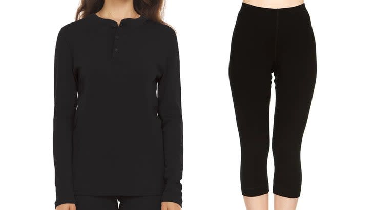 Minus 33 Long-Sleeve Henley ($90) and Woolverino Wool Leggings