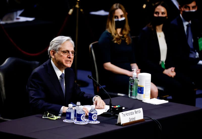 FILE PHOTO: Senate Judiciary Committee holds hearing on Garland nomination to be U.S. Attorney General on Capitol Hill in Washington