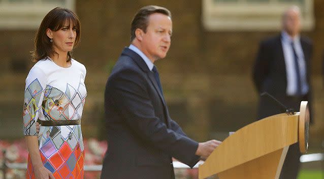 Cameron announces his resignation outside 10 Downing Street, London as his wife Samantha looks on. Source: PA Wire