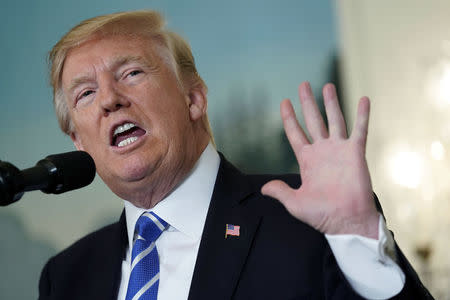 U.S. President Donald Trump speaks about his recent trip to Asia in the Diplomatic Room of the White House in Washington, U.S., November 15, 2017. REUTERS/Joshua Roberts