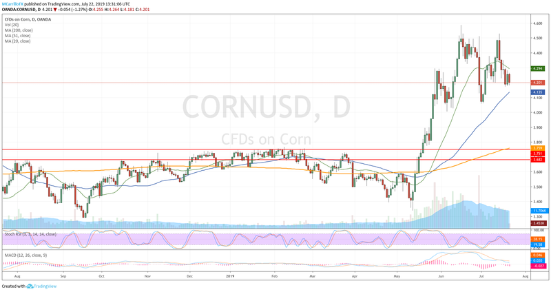 Prices of Corn Daily chart July 222