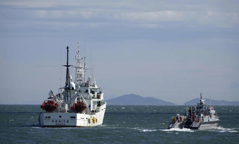 Image: South Korea's government ships are seen near Yeonpyeong island, South Korea, (Baek Seung-ryul / AP)