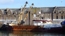 British fishing trawler Cornelis Gert Jan is seen docked in Peterhead