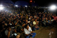 <p>Journalists celebrate before a news conference near Tham Luang cave complex in the northern province of Chiang Rai, Thailand, July 10, 2018. (Photo: Soe Zeya Tun/Reuters) </p>