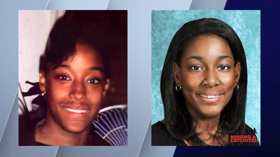 Nicole "Runny" Johnson at 16 years of age (left), age progression of Johnson at age 30 (right)