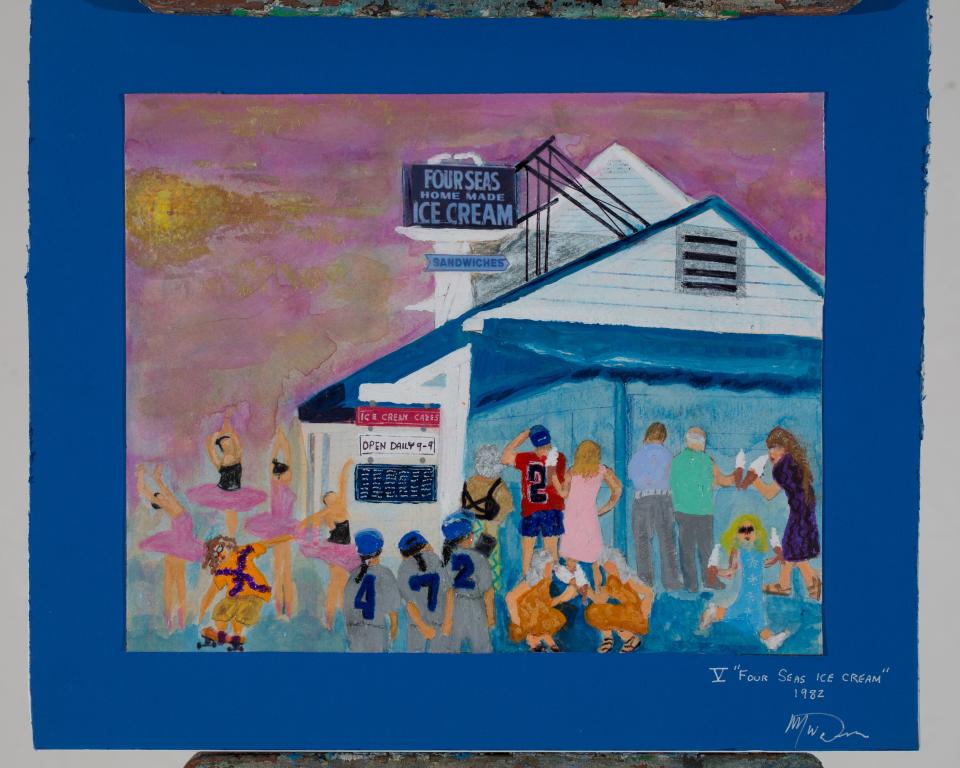 A painting of Four Seas Icecream, which accompanies "Four Seas Icecream" in "Portraits of Cape Cod" by Mike Donovan.