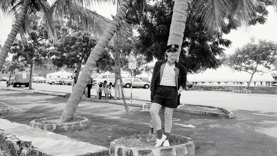 Elton John on the Caribbean island of Montserrat in 1982.