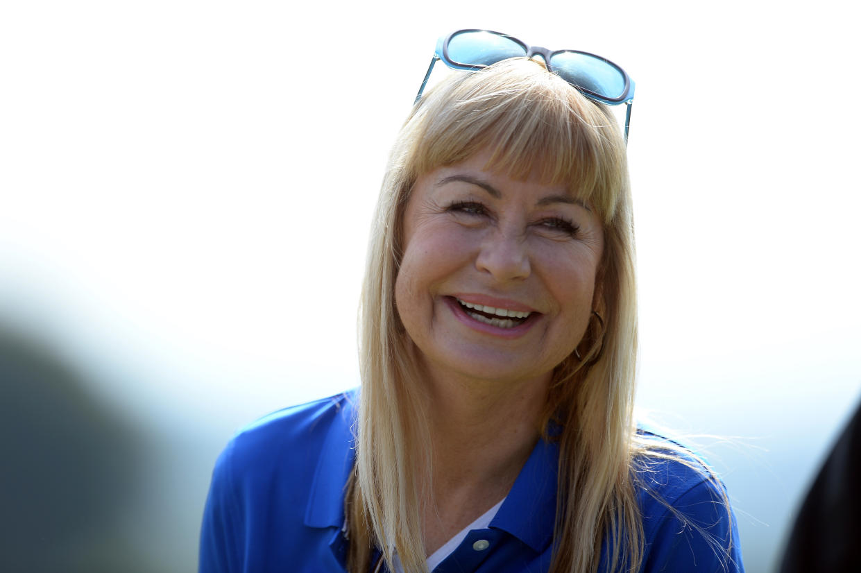 Newport, Wales 14th July    Former TV weather presenter Sian Lloyd during the Bulmers Celebrity Cup at Celtic Manor, Newport on Sunday 14th July 2019 (Pic: Jeff Thomas | MI News) (Photo by MI News/NurPhoto via Getty Images)