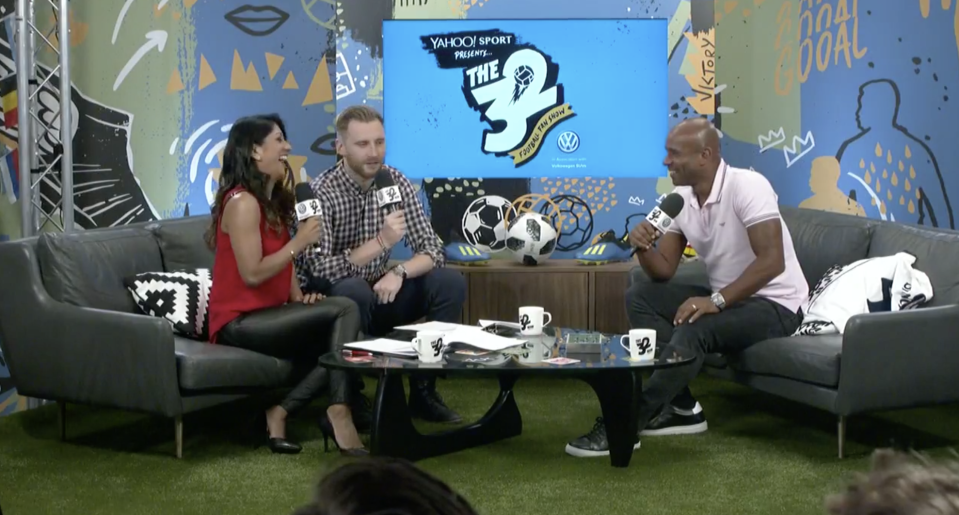 Trevor Sinclair joined Reshmin Chowdury and Toby Tarrant on ‘The 32’ to preview England v Sweden. (Yahoo)