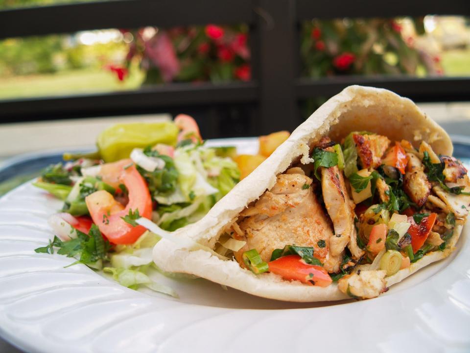 Chicken and salad pita