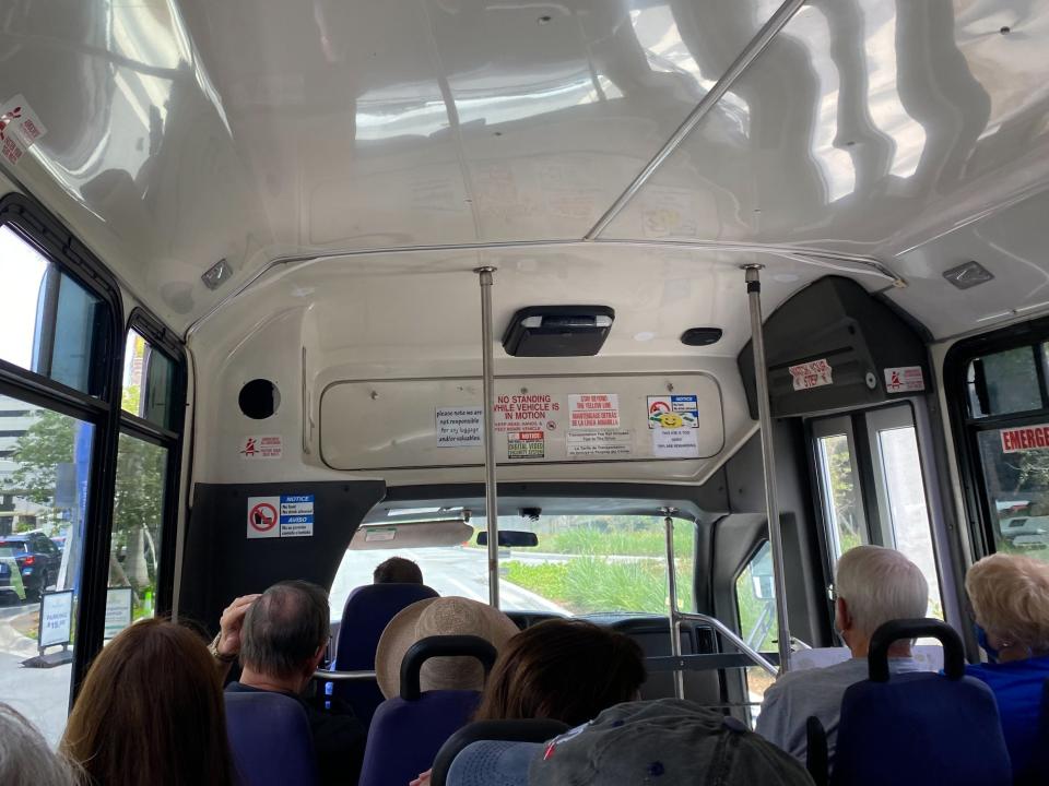 inside tour bus