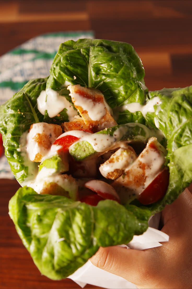 <p>Low-carb lovers, rejoice!</p><p>Get the recipe from <a href="/cooking/recipe-ideas/recipes/a54961/chicken-caesar-wraps-recipe/" data-ylk="slk:Delish;elm:context_link;itc:0;sec:content-canvas" class="link ">Delish</a>.</p>