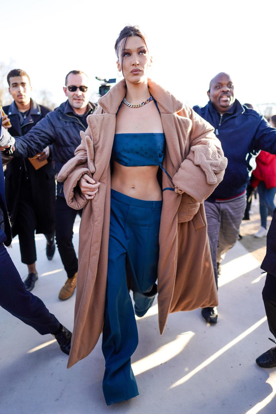 bella hadid low rise pants