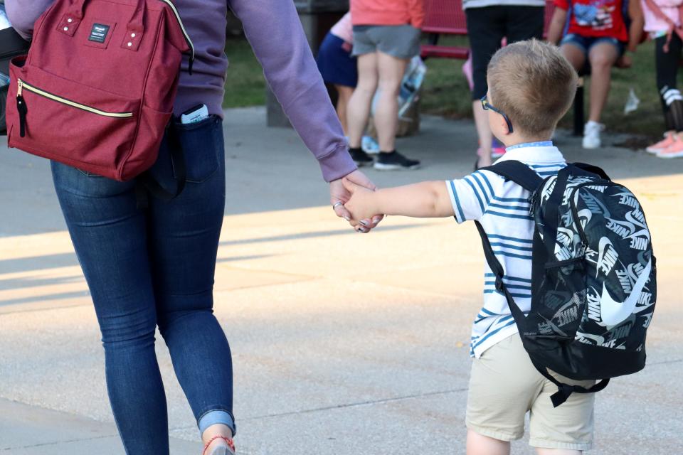 Students return to Holland's West Elementary for the first day of the 2022-23 school year Wednesday, Aug. 24, 2022.