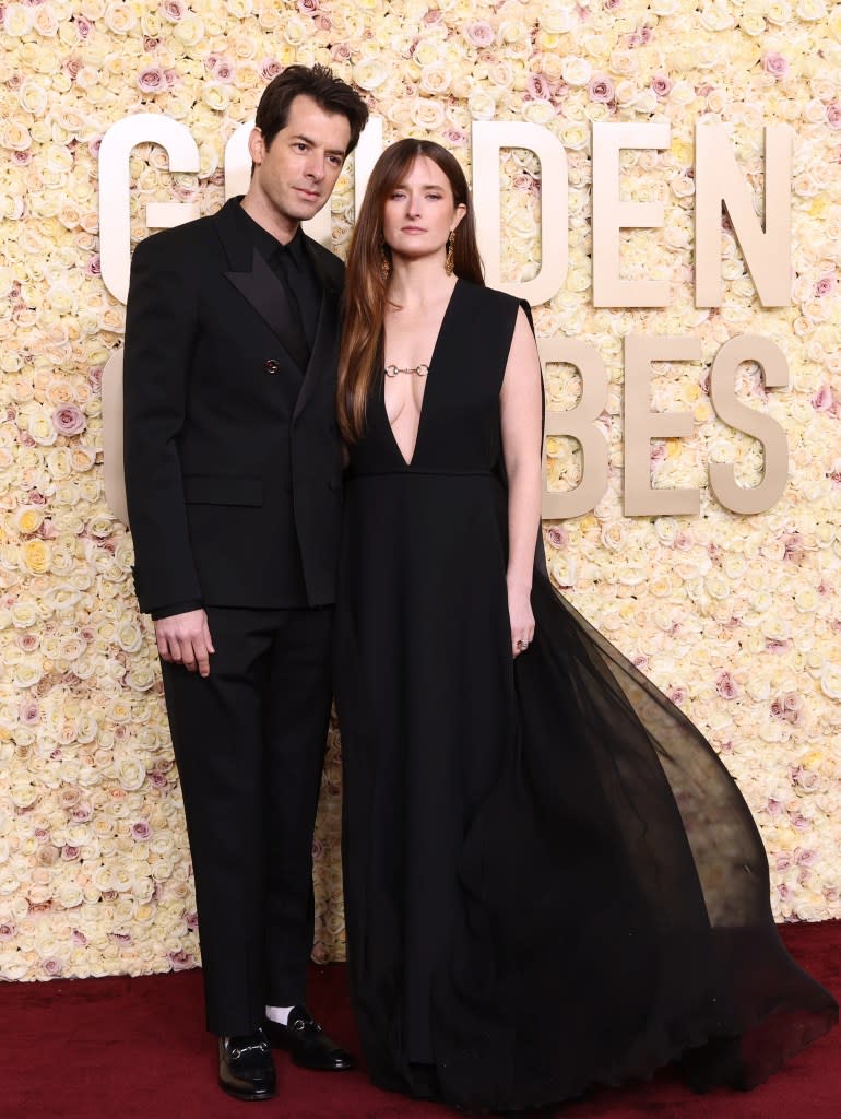 Mark Ronson and Grace Gummer attend the 81st Annual Golden Globe Awards at The Beverly Hilton on January 07, 2024 in Beverly Hills, California.