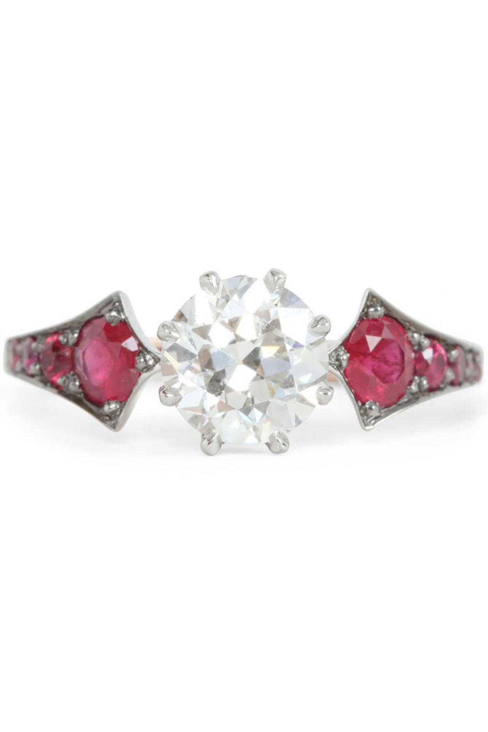 <p><em><span>Ruby Wings Ring</span>, ERSTWHILE (Available at Catbird), $10,950</em></p><p><a rel="nofollow noopener" href="https://www.catbirdnyc.com/designers/erstwhile/ruby-wings-ring-9.html" target="_blank" data-ylk="slk:BUY NOW;elm:context_link;itc:0;sec:content-canvas" class="link ">BUY NOW</a></p>