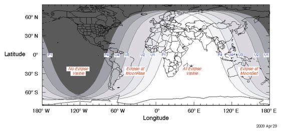 Nasa maps out which parts of the globe will see the total lunar eclipse