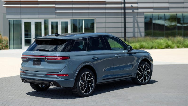 Rear quarter view of the Lincoln Corsair Grand Touring plug-in hybrid