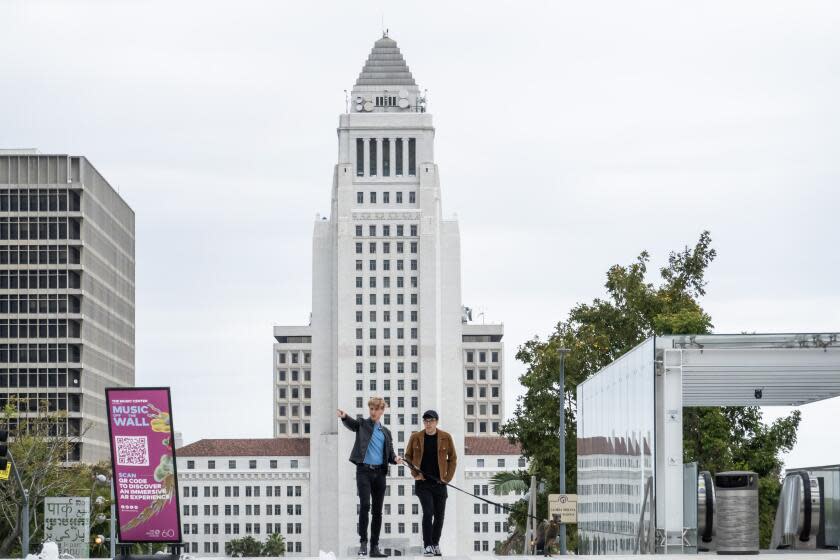 LOS ANGELES, CA - APRIL 13: FILE ART: Los Angeles City Hall as seen from the Music Center on Saturday, April 13, 2024. (Myung J. Chun / Los Angeles Times)