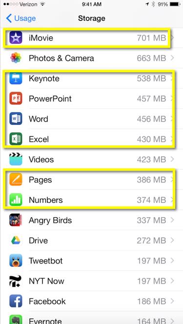 iPhone App Storage