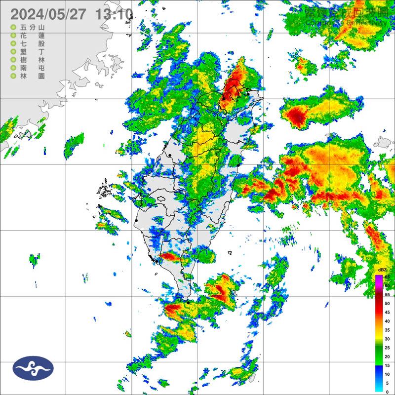 中央氣象署在今（27）天13:20發布大雨特報。（圖／翻攝自氣象署）