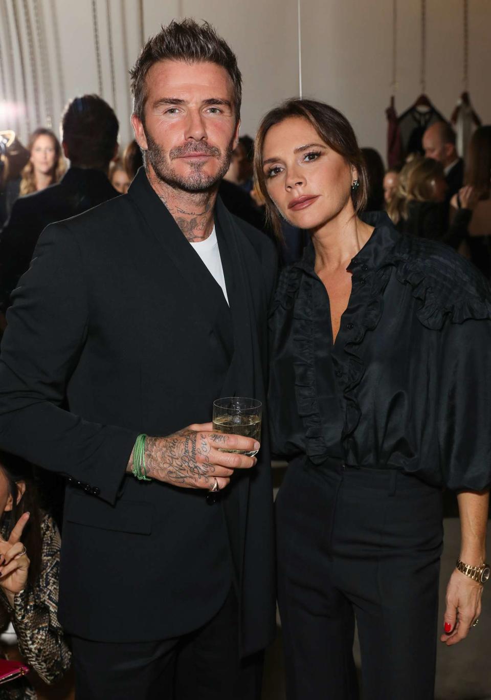 David and Victoria Beckham attend Victoria Beckham and Sotheby's celebration of Andy Warhol with Don Julio 1942 at her Dover Street store, on September 30, 2019 in London, England