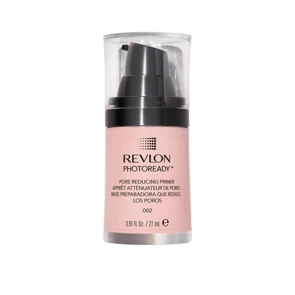 <p><strong>Revlon</strong></p><p>amazon.com</p><p><strong>$29.95</strong></p><p><a href="https://www.amazon.com/dp/B071D3MRHL?tag=syn-yahoo-20&ascsubtag=%5Bartid%7C10055.g.33983578%5Bsrc%7Cyahoo-us" rel="nofollow noopener" target="_blank" data-ylk="slk:Shop Now;elm:context_link;itc:0;sec:content-canvas" class="link ">Shop Now</a></p><p>Amazon reviewers say this Revlon primer is also excellent at reducing the appearance of pores while keeping your makeup in place. Users like that it's not too drying and can be used on any skin type." This primer<strong> keeps my concealer or foundation or <a href="https://www.goodhousekeeping.com/beauty-products/g35745893/best-face-powders/" rel="nofollow noopener" target="_blank" data-ylk="slk:powder;elm:context_link;itc:0;sec:content-canvas" class="link ">powder</a> on all day ... even after 10 hours</strong>," a fan marvels. "My pores are basically hidden when I wear it." Note that some reviewers complain that the pump mechanism won't dispense the last bits of the product.<br></p><p><strong>• Skin type</strong>: All skin types, including acne-prone<strong><br>•</strong><strong> Size</strong>: 0.91 fl oz</p>