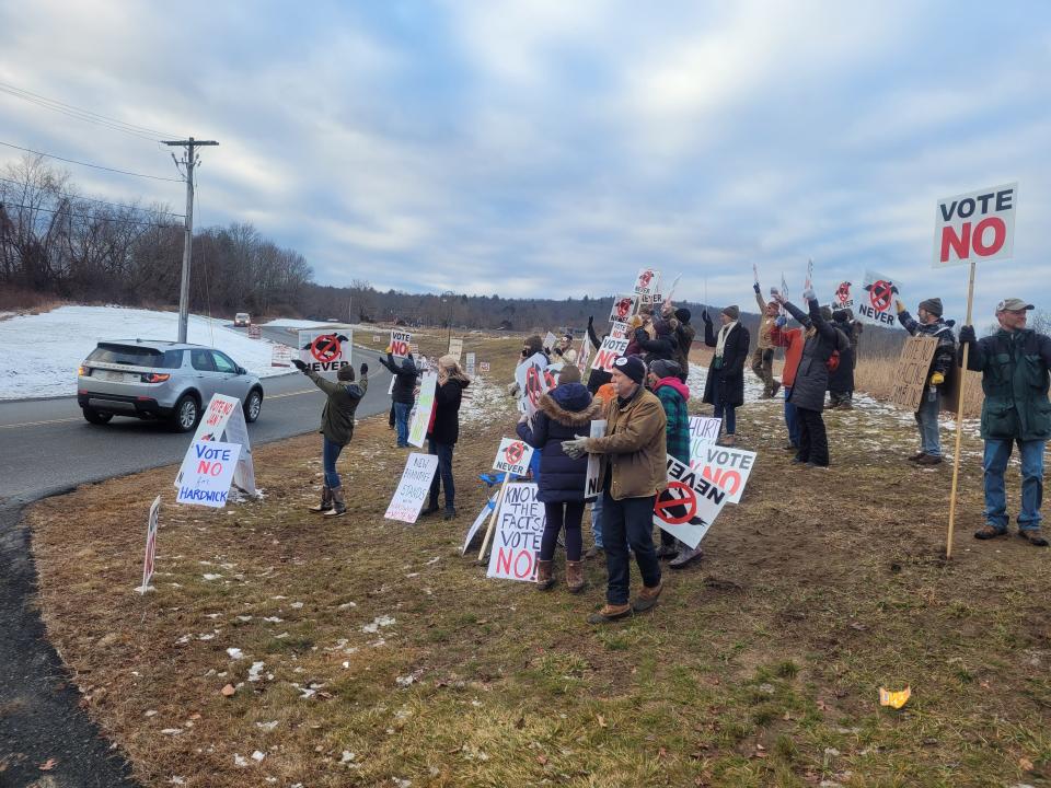 Opponents largely outnumbered supporters of a horse racetrack proposal at Saturday's town referendum in Hardwick.