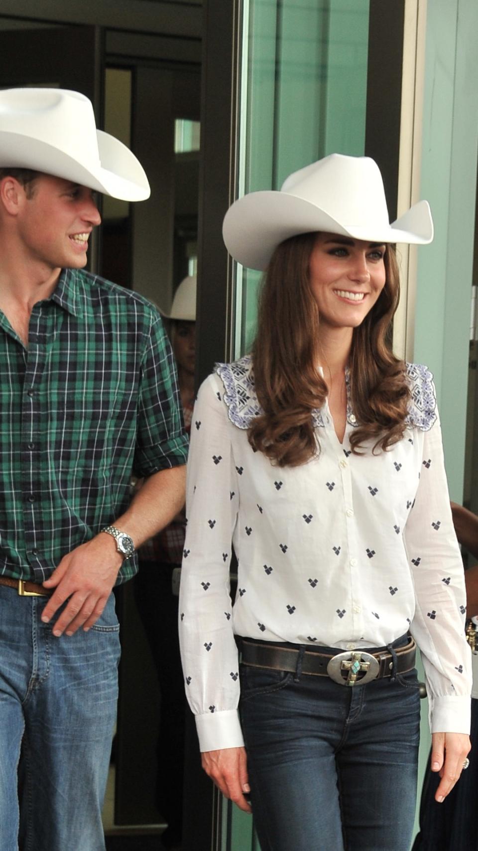 Prince William and Kate Middleton wearing cowboy hats