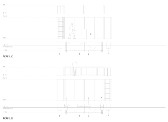 Floating home: Front and rear views