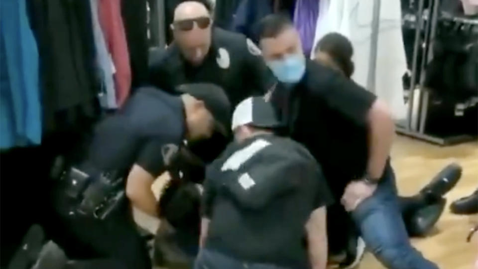 A screengrab from an incident of police brutality in Glendale, Calif. (via @Imposter_Edits
/Twitter)