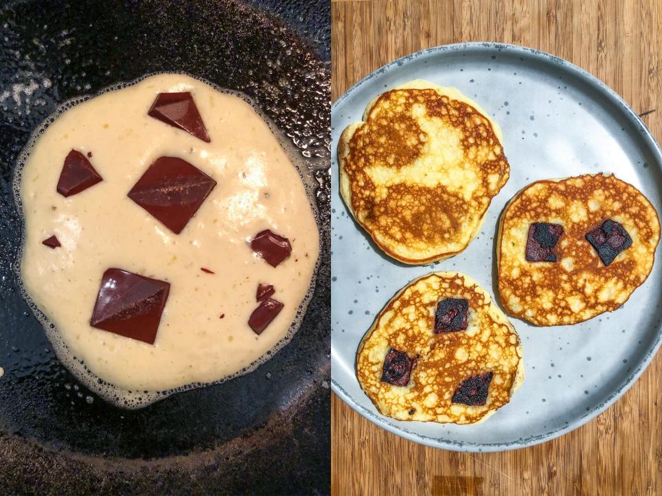 Tesla chocolate chips in pancakes