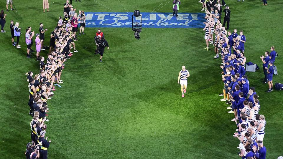 Gary Ablett, pictured here walking from the field at the end of the 2020 AFL grand final.