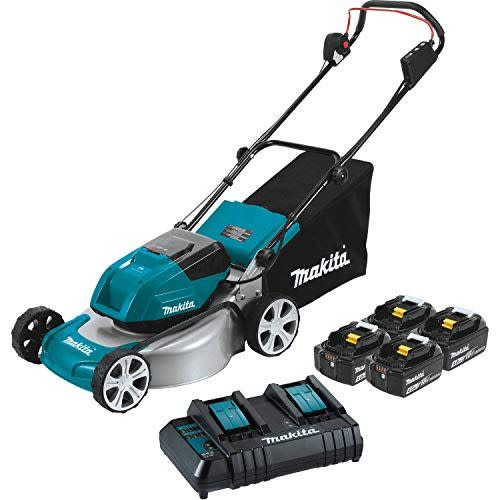 <p><strong>Makita</strong></p><p>amazon.com</p><p><strong>$395.01</strong></p><p>Makita electric mowers are known for being durable. This one has a durable steel deck and a 16 gallon grass collection bag. On the handle is a quiet-mode button that lowers the RPM's to a constant 2500 that emits a low noise. Oh, and you get four batteries! </p>