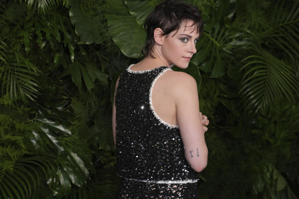 Kristen Stewart arrives at 14th annual Pre-Oscar Awards Dinner on Saturday, March 11, 2023, at the Beverly Hills Hotel in Beverly Hills, Calif. (Photo by Jordan Strauss/Invision/AP)