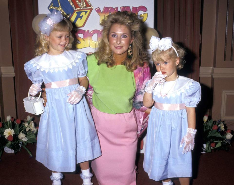 <p>Jim Smeal/Ron Galella Collection via Getty</p> Paris, Kathy and Nicky Hilton