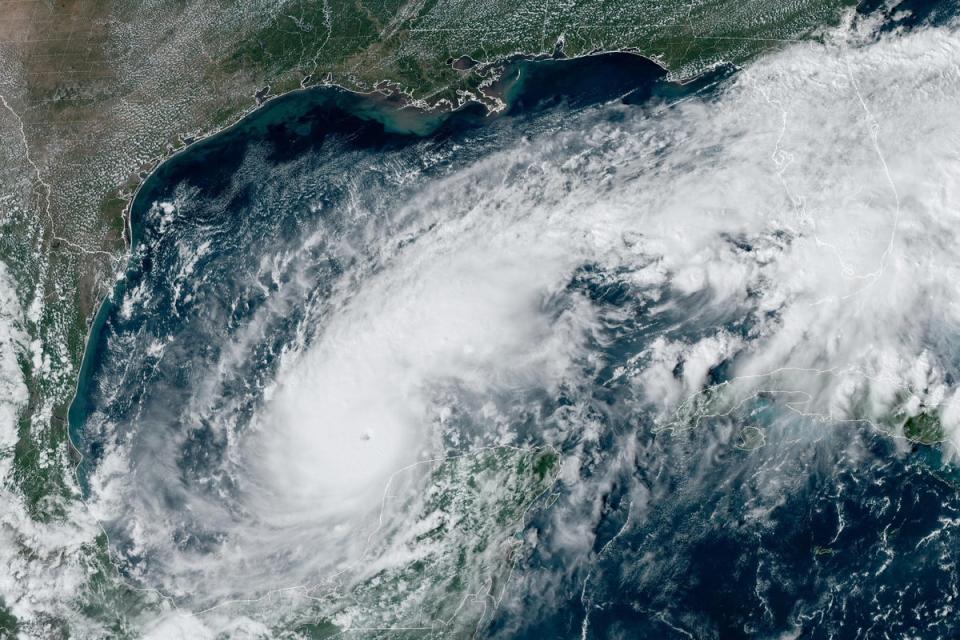 National Oceanic and Atmospheric Administration and the Regional and Mesoscale Meteorology Branch shows hurricane Milton churning over the Gulf of Mexico on Monday (NOAA/AFP via Getty Images)