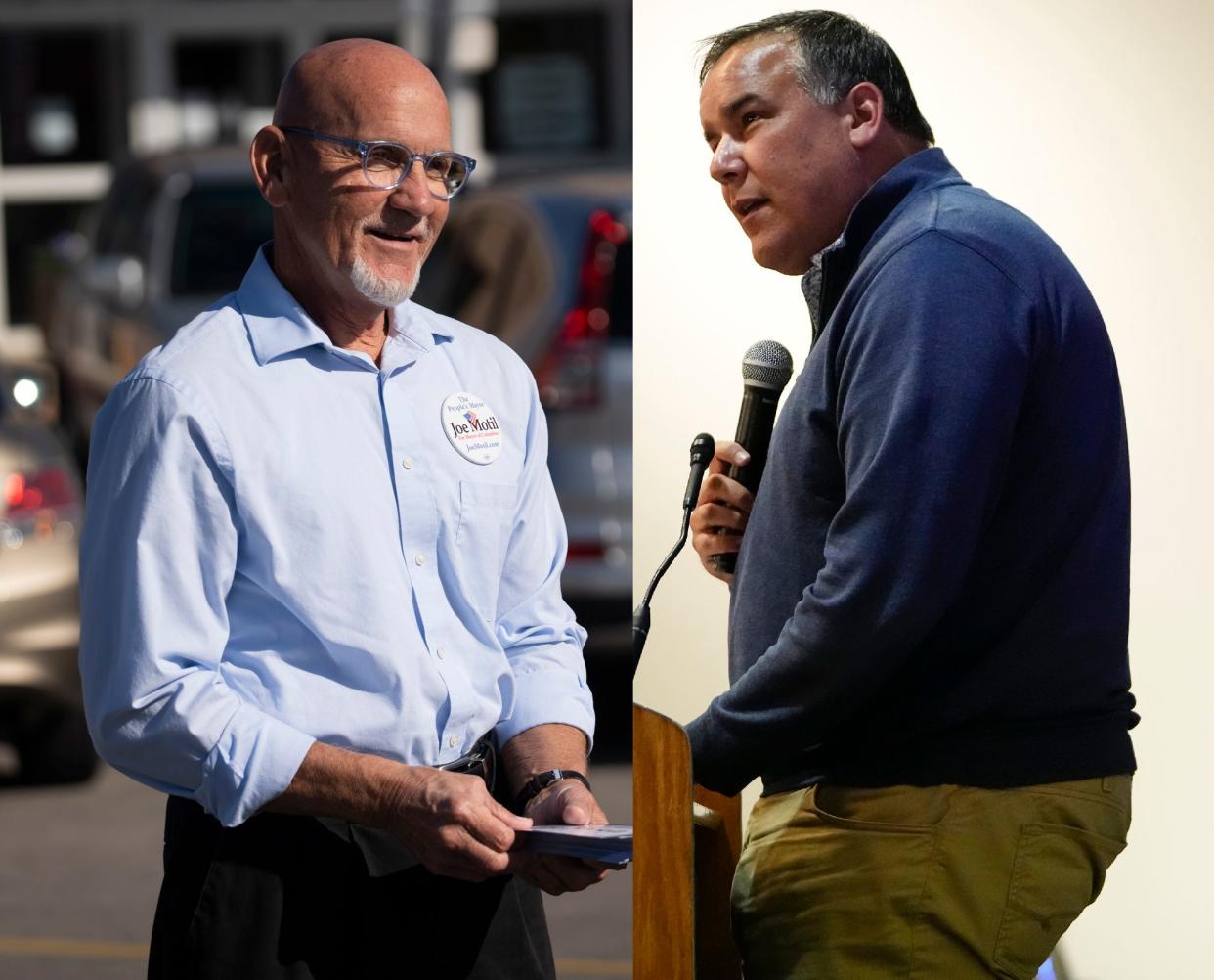 Joe Motil, left, is running against incumbent Columbus Mayor Andrew Ginther, right, in the 2023 fall election.