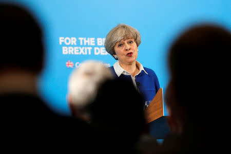 Britain's Prime Minister Theresa May attends an election campaign event in Wolverhampton, May 30, 2017. REUTERS/Darren Staples