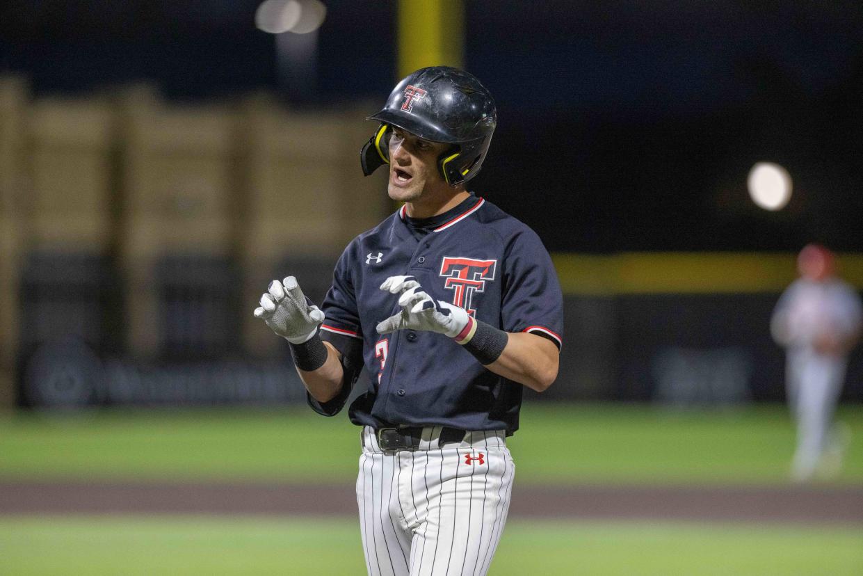 Texas Tech shortstop Tracer Lopez (3) and the Red Raiders host New Mexico at 2 p.m. Tuesday. Tech swept a three-game series from then-No. 24 West Virginia over the weekend, moving within one-half game of three teams tied for second place in the Big 12.