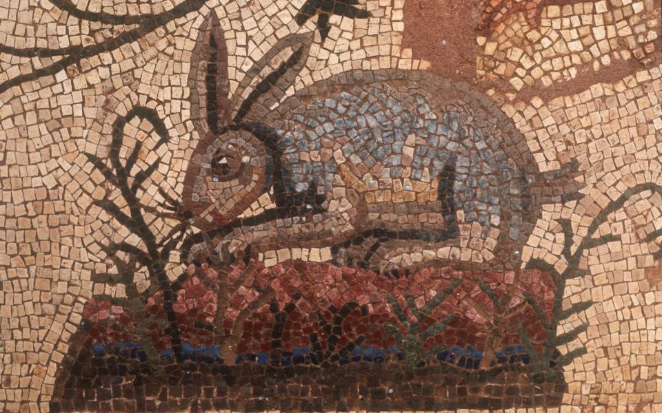 Chewing it over: a Roman mosaic of a grazing rabbit in the House of Dionysus in, Paphos, Cyprus - Bridgeman Images