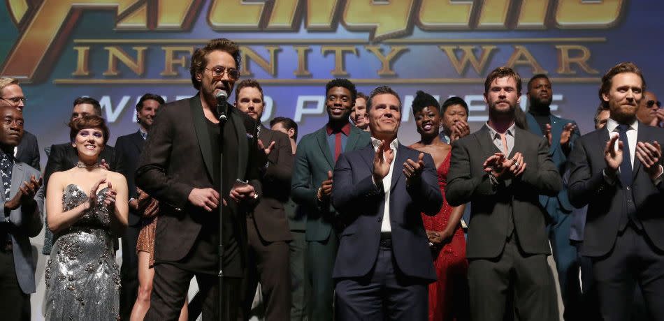 Actor Robert Downey Jr. and cast & crew of 'Avengers: Infinity War' attend the Los Angeles Global Premiere for Marvel Studios’ Avengers: Infinity War on April 23, 2018 in Hollywood, California.