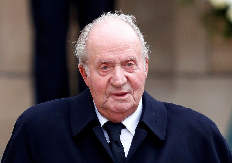 FILE PHOTO: FILE PHOTO: Spain's former king, Juan Carlos, leaves after attending the funeral ceremony of Luxembourg's Grand Duke Jean at the Notre-Dame Cathedral in Luxembourg