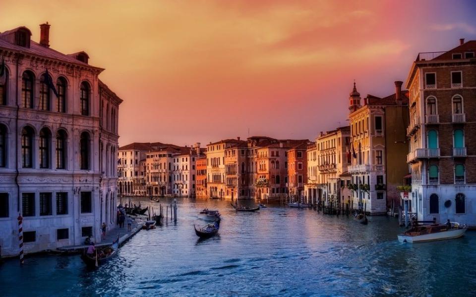 Grand Canal in Venice at dusk