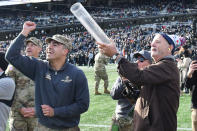 <p>Bill Murray gets into the sideline action on Nov. 20 during the Army Black Knights vs. UMass football game at Michie Stadium in West Point, New York.</p>