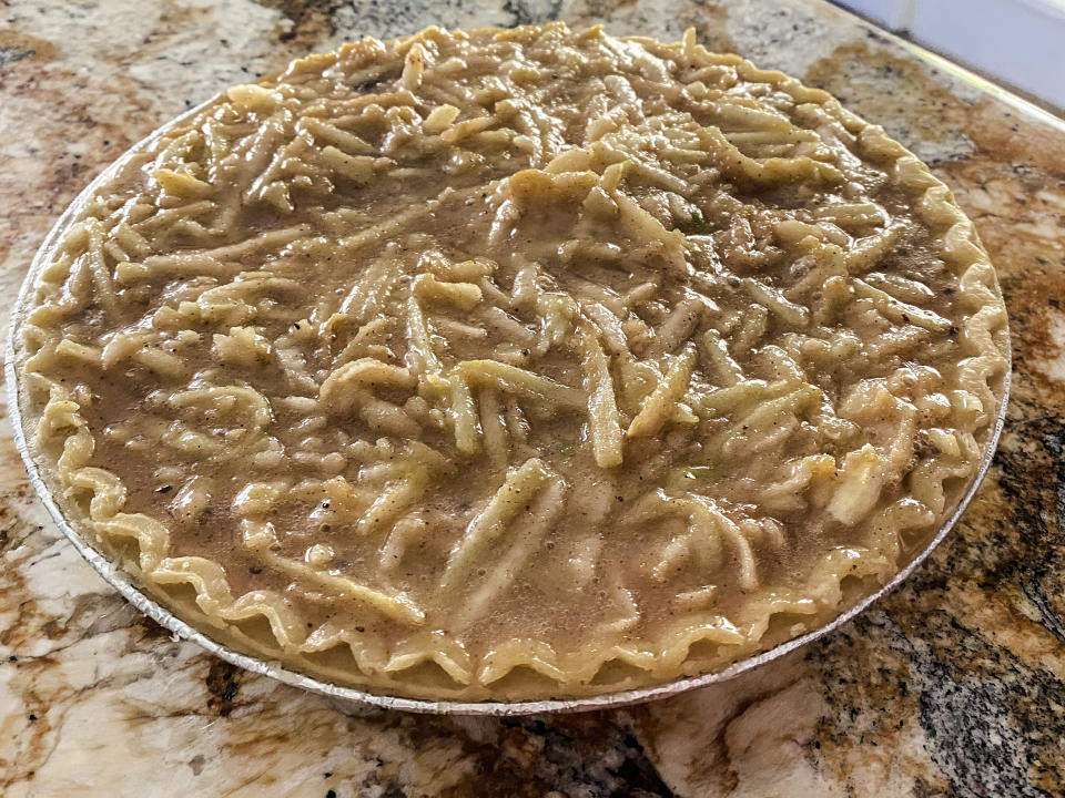 My apple cream pie, ready for the oven. (Terri Peters/TODAY)