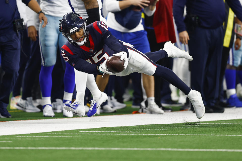 Texans receiver Chris Moore is on the fantasy radar depending on your lineup needs. (AP Photo/Brandon Wade)