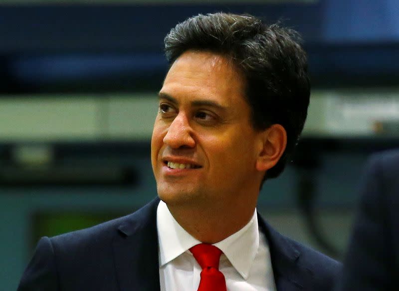 FILE PHOTO: Britain's opposition Labour Party leader Ed Miliband arrives at a counting centre in Doncaster, northern England, Britain