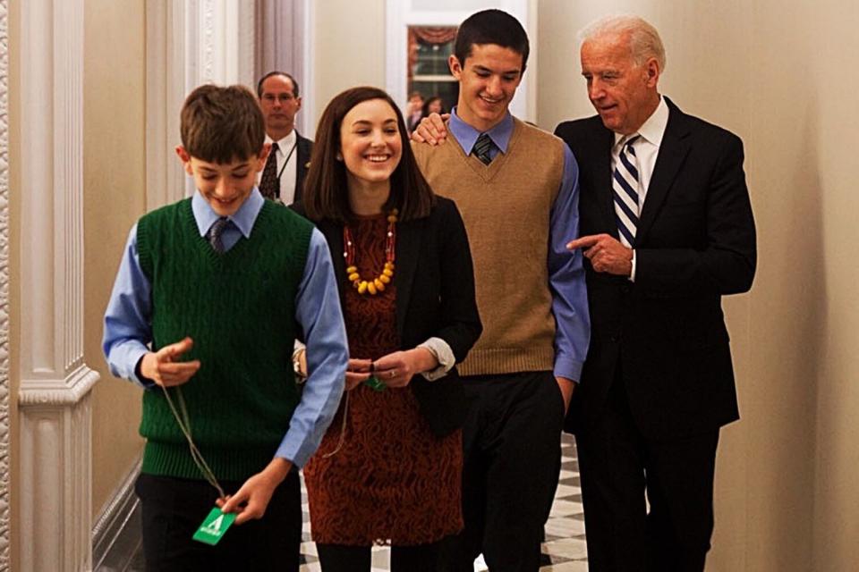 January 2011: Klain kids Danny, Hannah, and Mike with VP Biden (Ron was serving as then VP Biden’s COS)